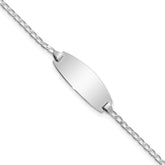 14k White Gold Polished Solid Chain/Solid Plate Curb Link Oval 18.5x8.5mm Plate 5.5 inch Baby/Child ID Bracelet
